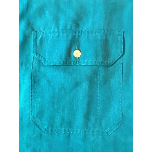 Jacque & KoKo All Silk Teal Button Up Shirt Size 14/16 - Picture 5 of 5